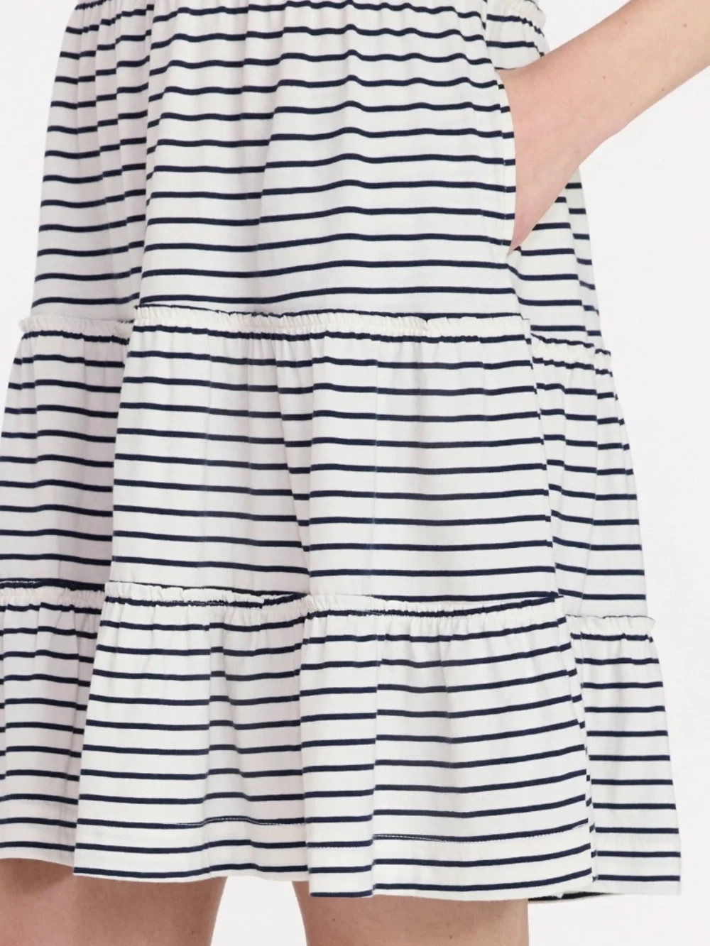 Time and Tru Women’s Mother of Pearl Striped Tiered Dress Size XL NWT